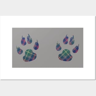 Plaid Paw Prints Christmas Posters and Art